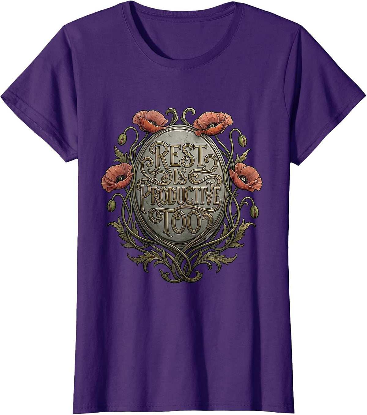 Rest Is Productive Too Mental Health Matters Design T-Shirt - Purple