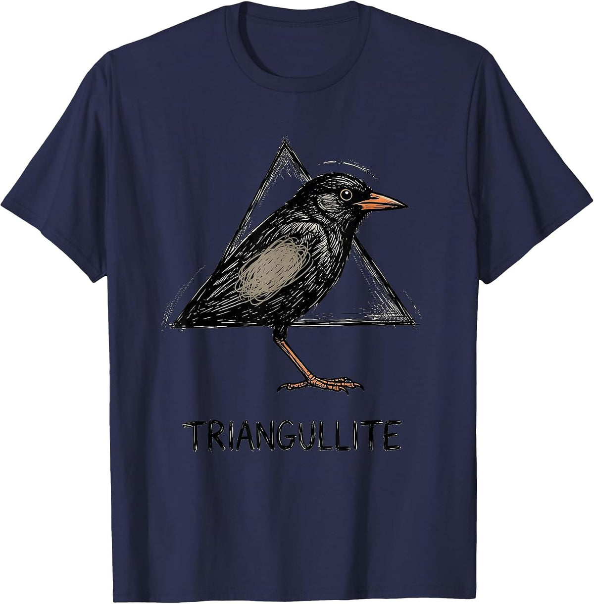 Triangullite Funny Triangle Bird Pun Math Teacher Humor T-Shirt - Navy Blue