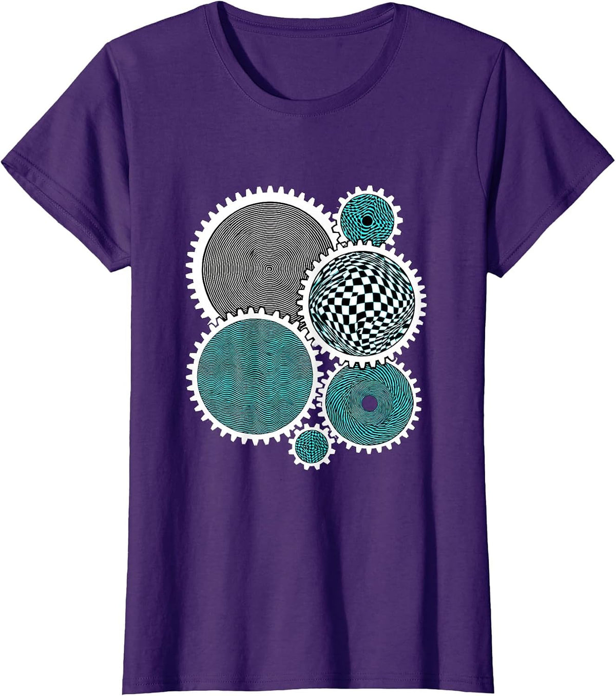Women's Neurodiversity Interlocking Gears Illustration T-Shirt - Purple