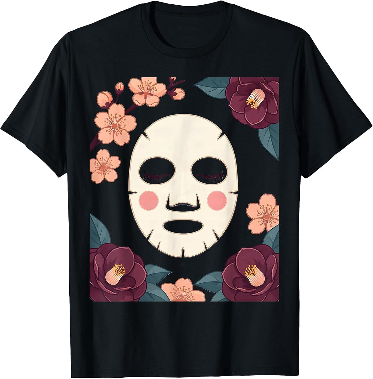 Men's K-Beauty Sheet Mask Skincare Illustration T-Shirt - Black
