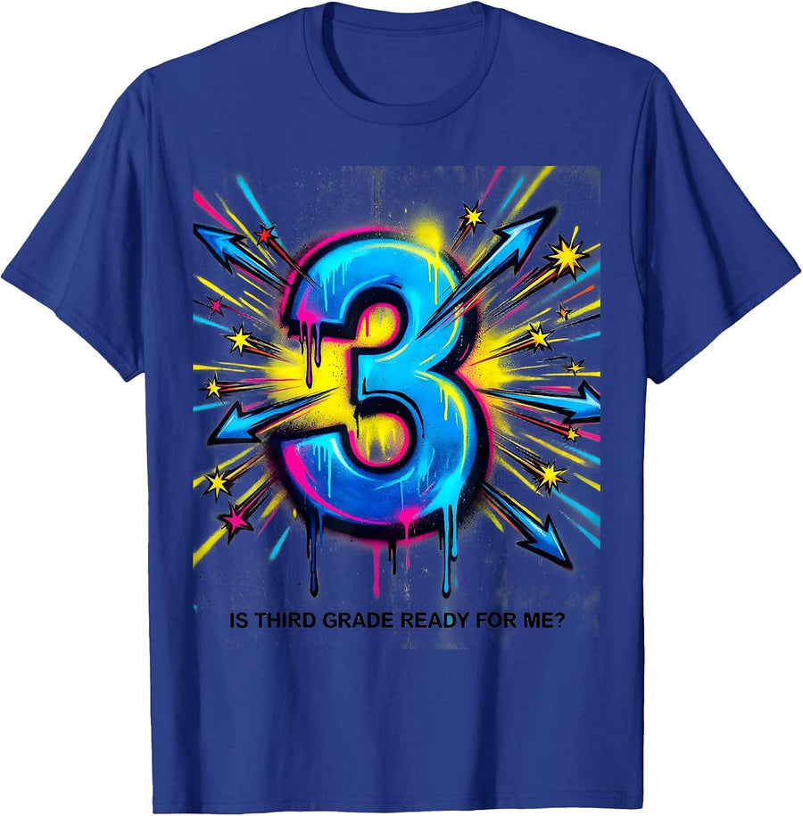 Is Third Grade Ready For Me Funny Graffiti Back to School T-Shirt - Royal Blue