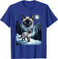 Siamese Cat Moonlit Ridge 90's Retro T-Shirt - Royal Blue