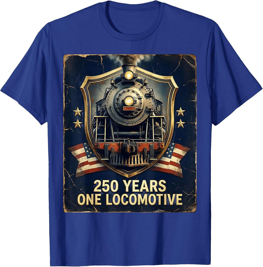 250 Years One Locomotive Patriotic Train Design T-Shirt - Royal Blue