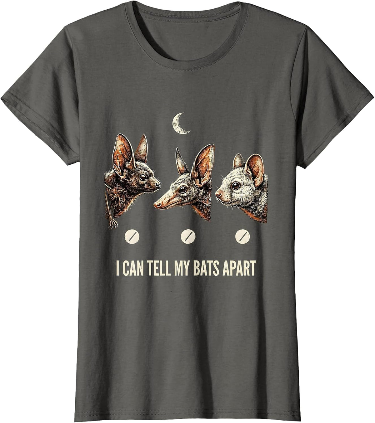 Women's I Can Tell My Bats Apart Vintage Gothic Bat Lover Halloween T-Shirt - Asphalt Grey