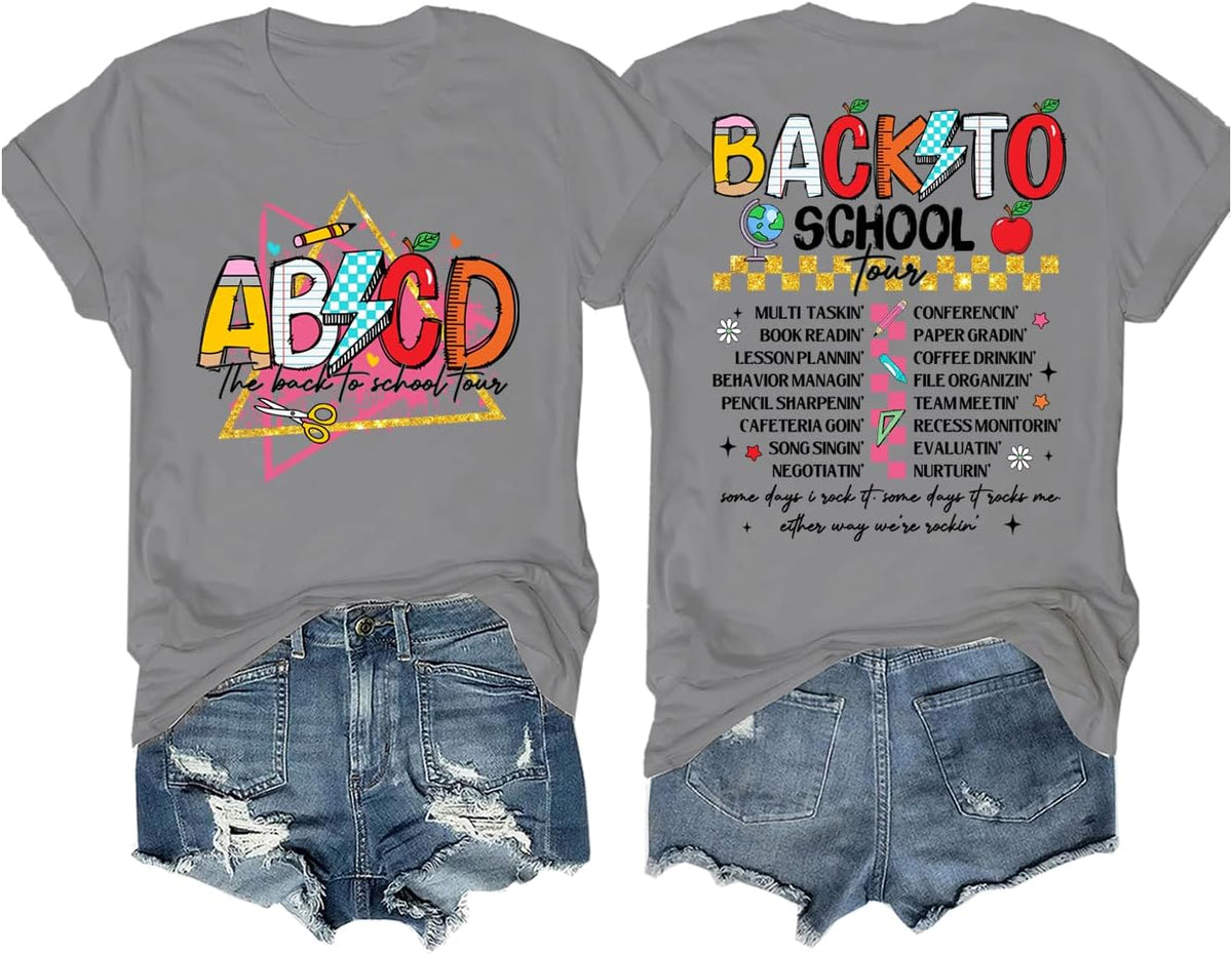 The Back to School Tour T-Shirt, ABCD Teacher Tour T-Shirt, ABCD The Back to School Tour Shirt, Unisex T-Shirt - Grey