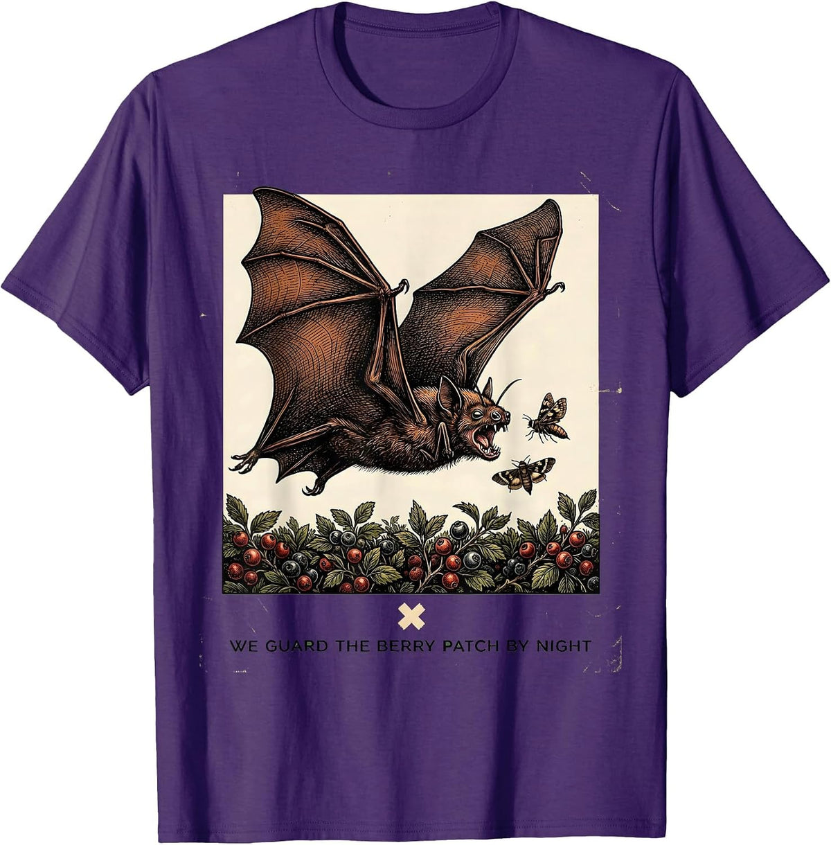We Guard The Berry Patch By Night Vintage Bat Lover T-Shirt - Purple