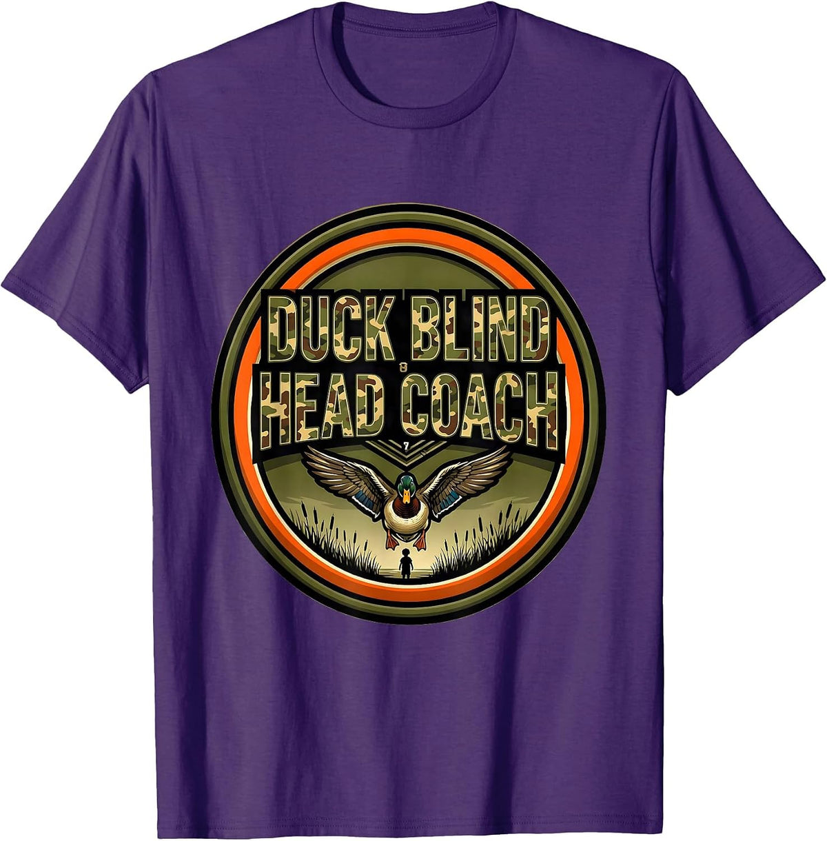 Duck Blind Head Coach Funny Duck Hunting Dad Camouflage T-Shirt - Purple