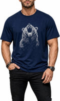 Men's Animal Graphic Tee: Funny Vintage Print T-Shirt, Summer Cotton Casual Top - A17-blue