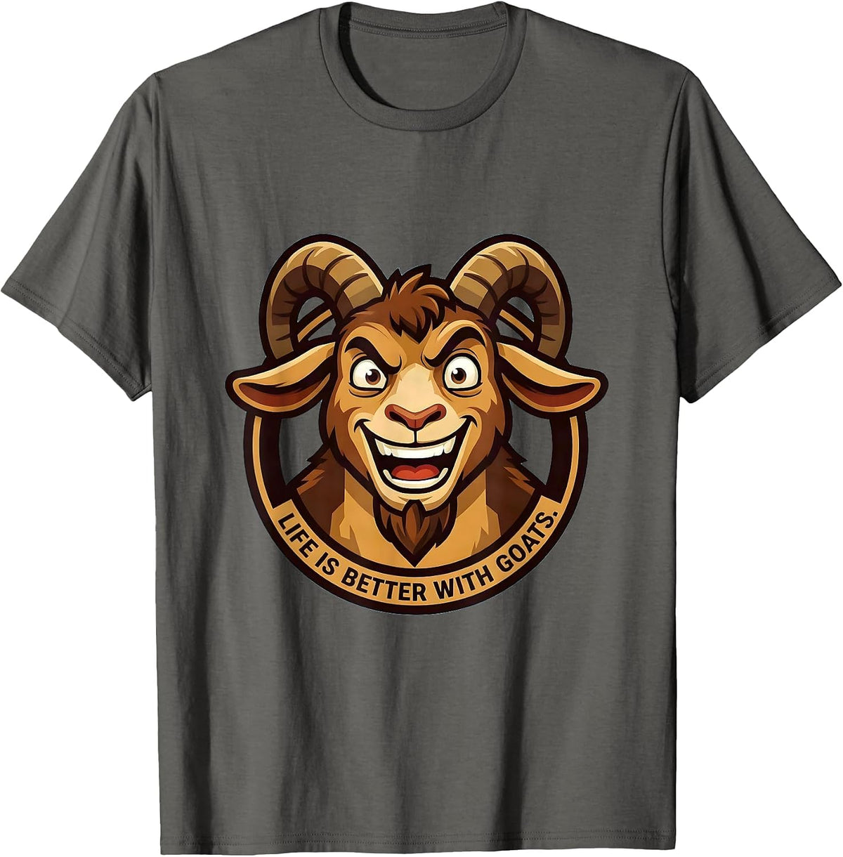 Life Is Better With Goats Farm Animal Design T-Shirt - Asphalt Grey