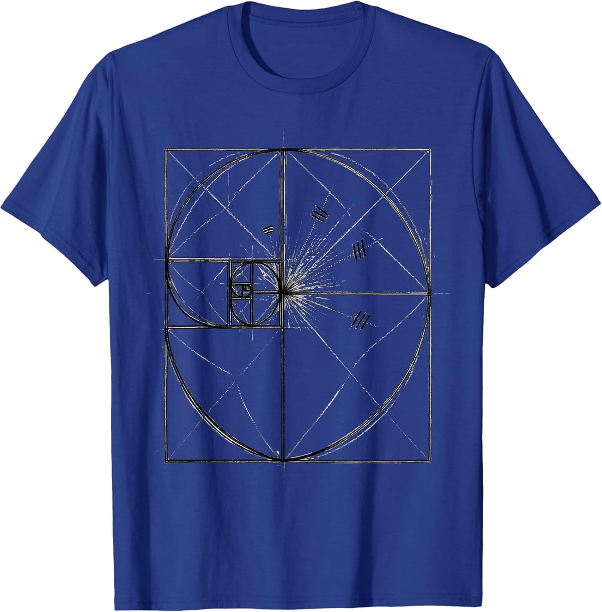Men's Golden Ratio Spiral Fibonacci Math Enthusiast Geometry Lover T-Shirt - Royal Blue