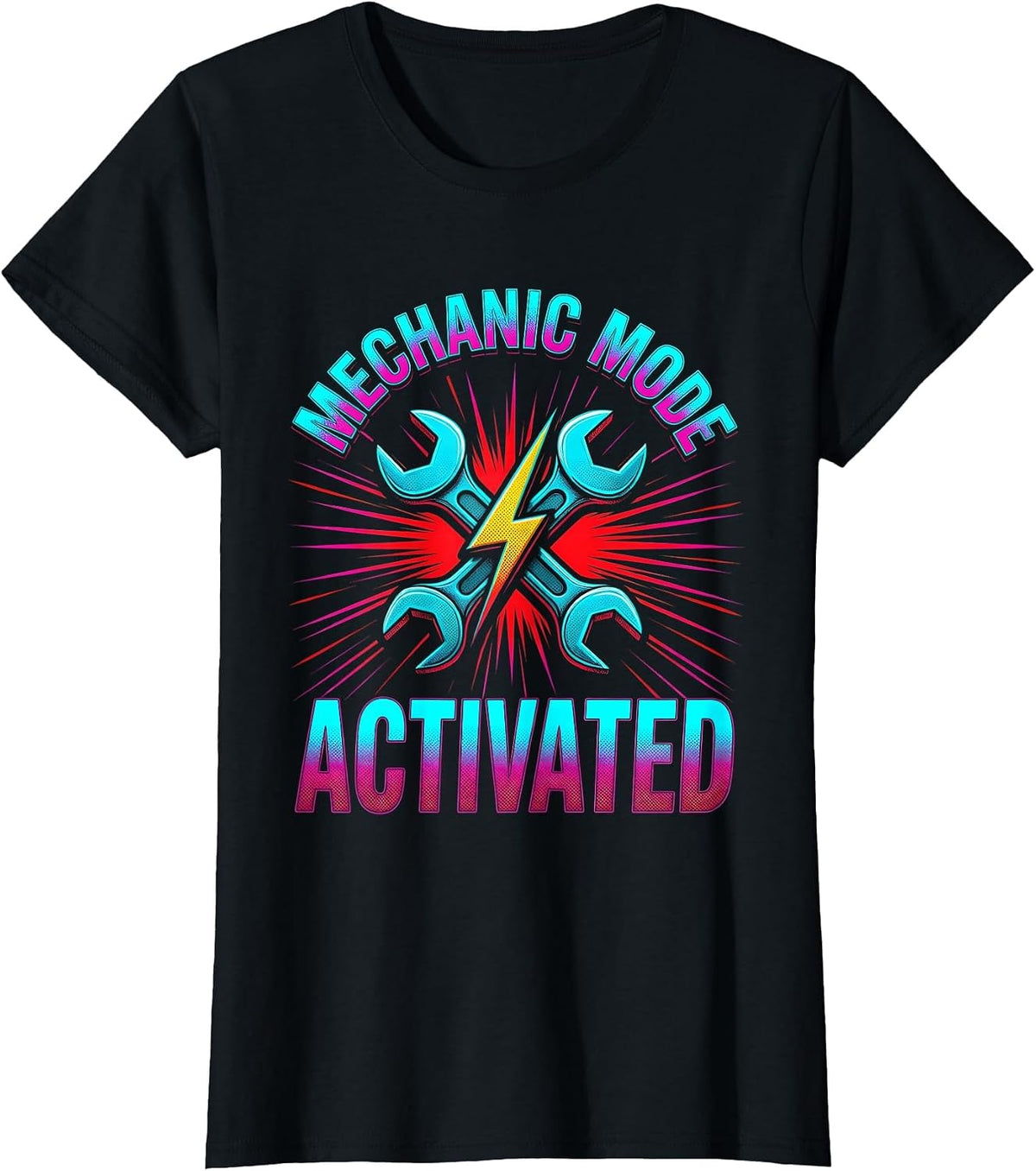 Mechanic Mode Activated Garage Design T-Shirt - Black