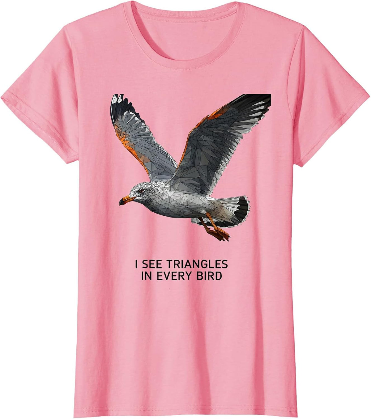 Women's I See Triangles In Every Bird Funny Math Teacher Geometry T-Shirt - Pink
