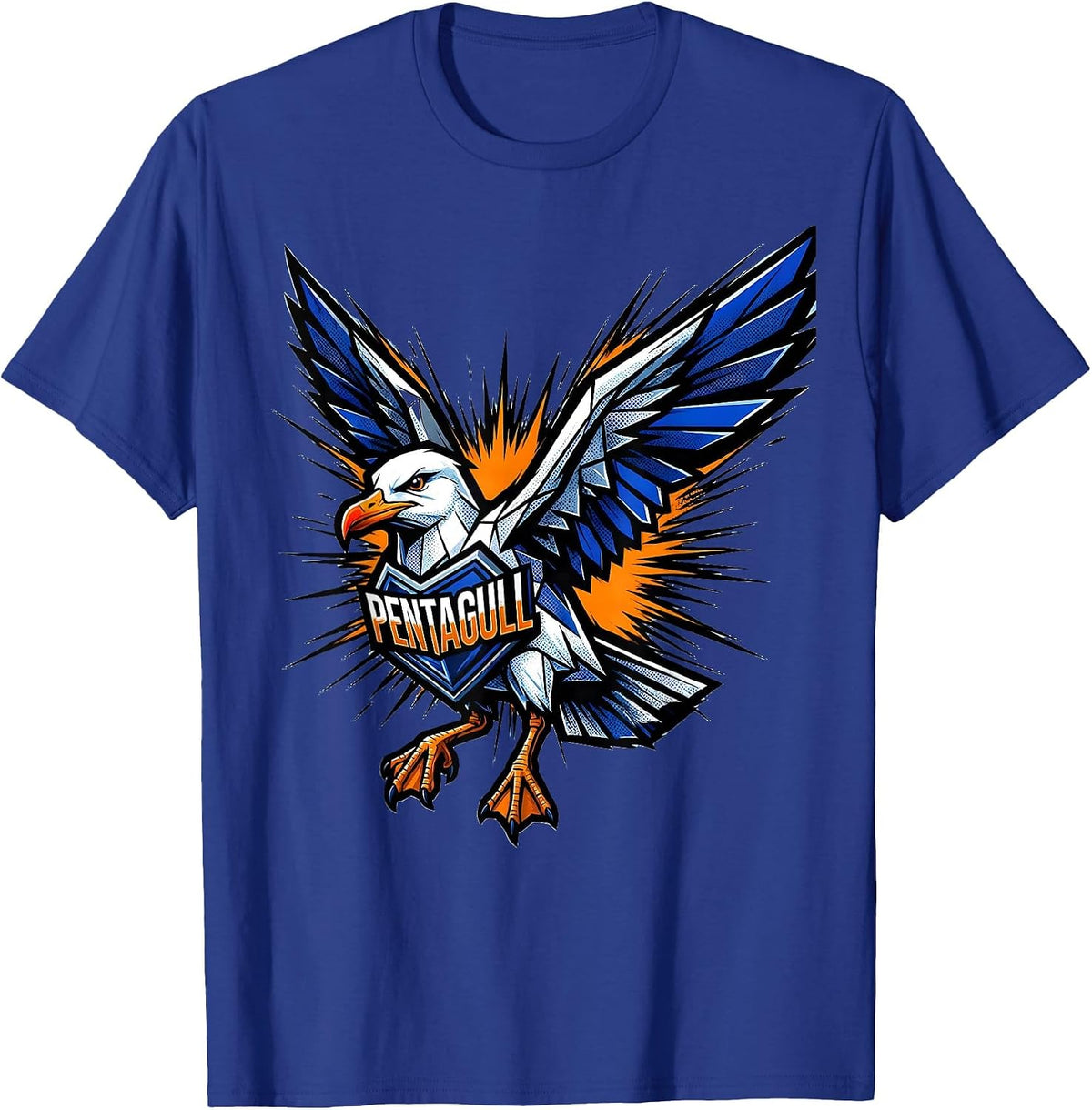 Pentagull Comic Book Bird Pun Funny Math Teacher Humor T-Shirt - Royal Blue