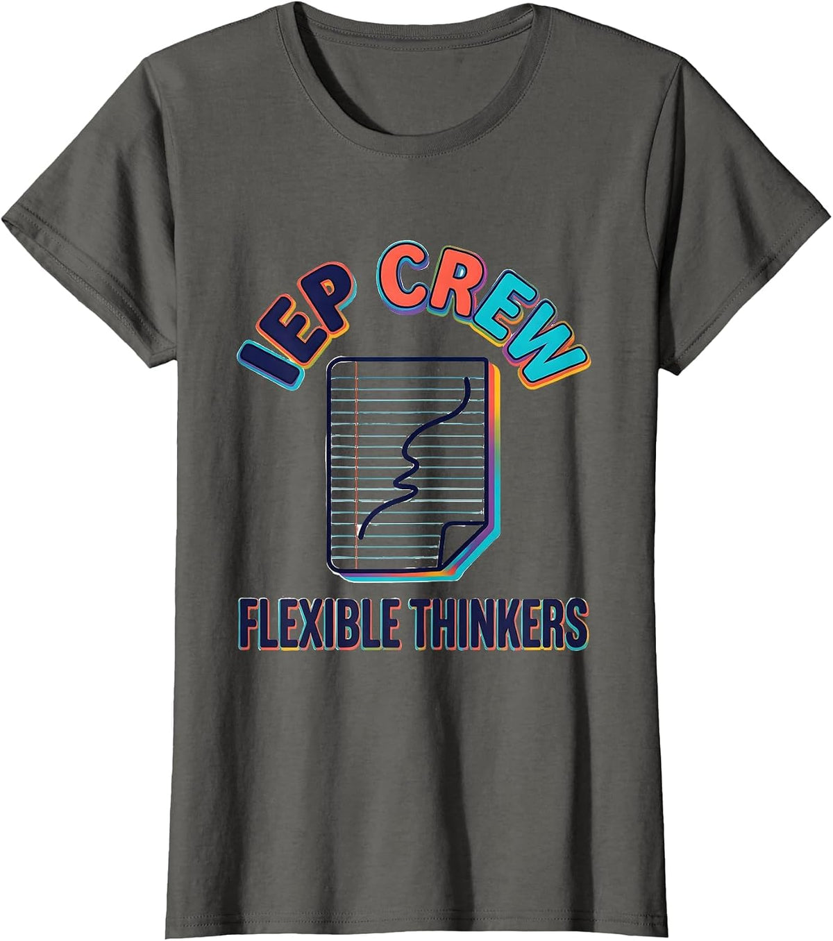 Women's IEP Crew Flexible Thinkers Colorful Special Education T-Shirt - Asphalt Grey