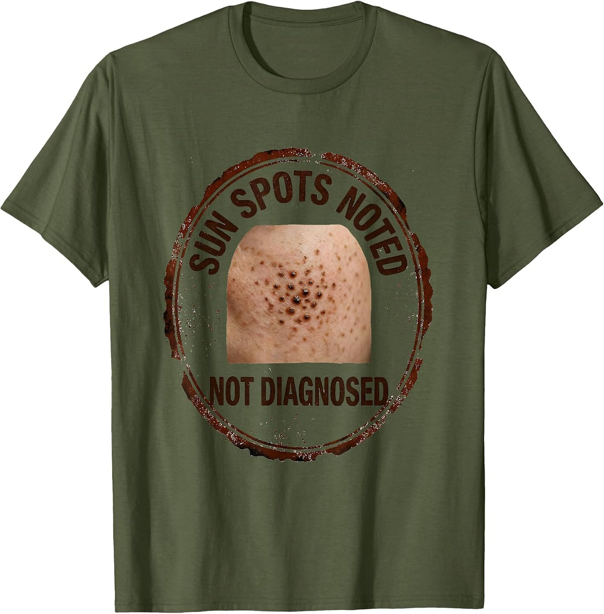 Men's Sun Spots Noted Not Diagnosed Funny Esthetician Skincare T-Shirt - Olive Green