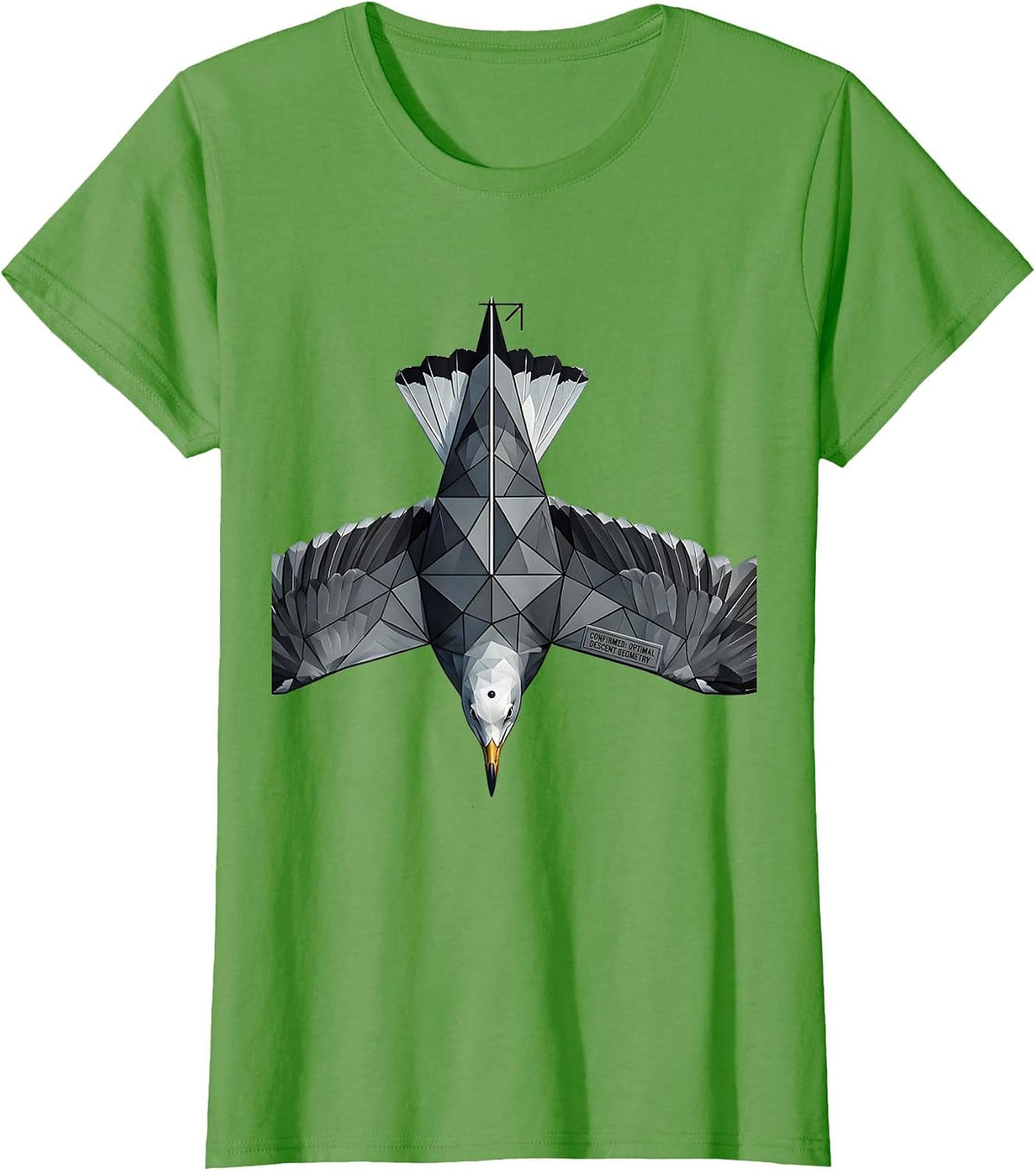 Women's Optimal Descent Geometry Geometric Bird Pun Math Teacher T-Shirt - Grass Green