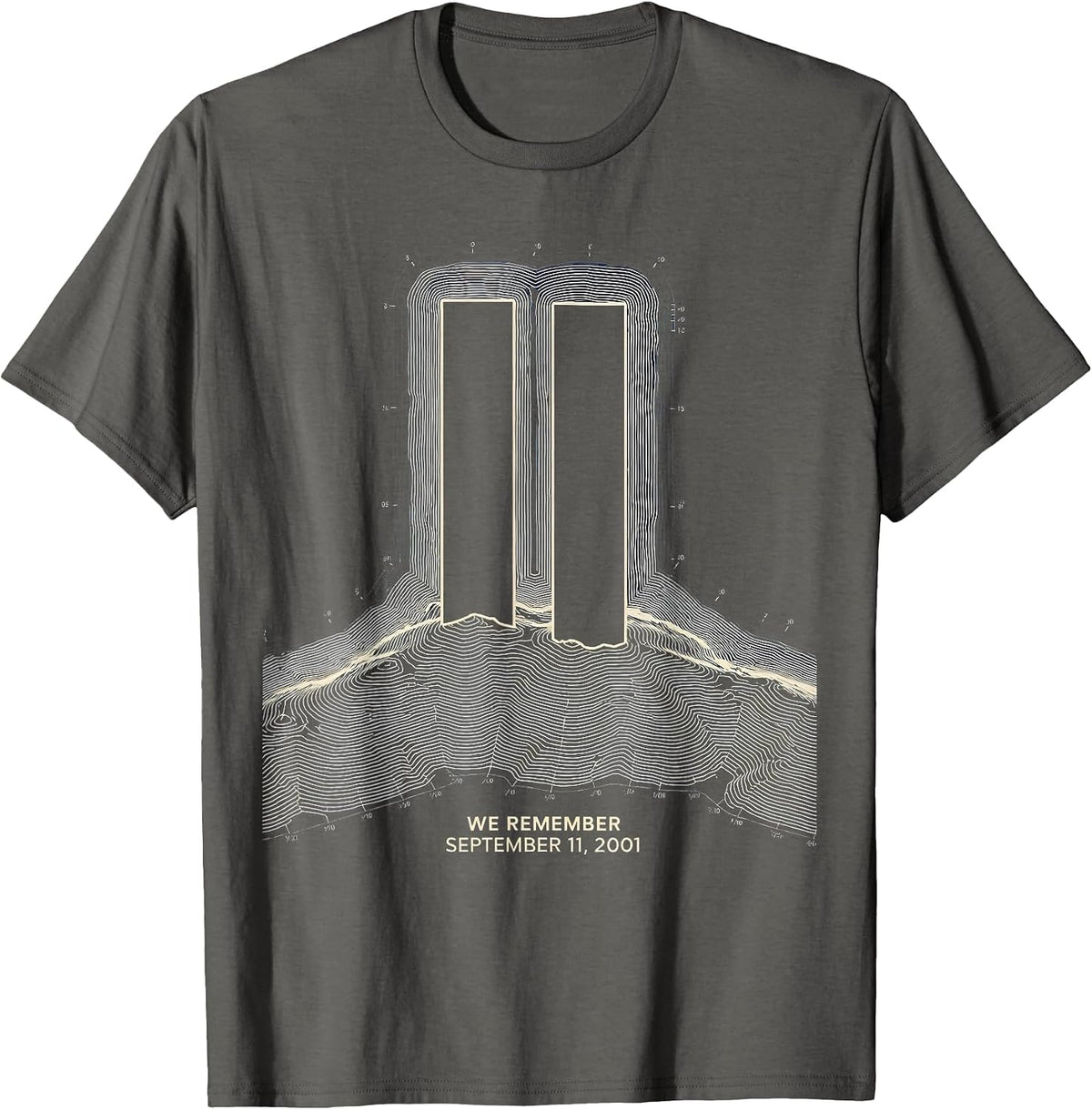 We Remember September 11, 2001 Patriotic Memorial Day T-Shirt - Asphalt Grey