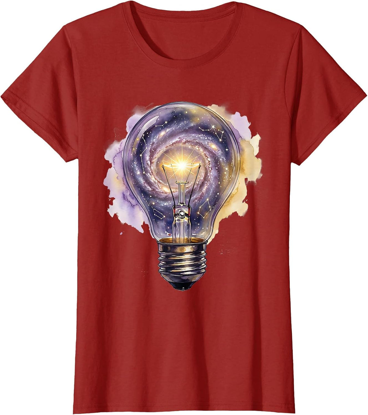 Women's Neurodiversity Lightbulb Constellation Illustration T-Shirt - Cranberry Red