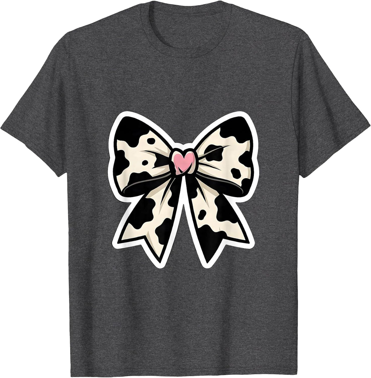 Men's Cowprint Bow Coquette Cute Cow Lover Gift T-Shirt - Dark Heather Grey