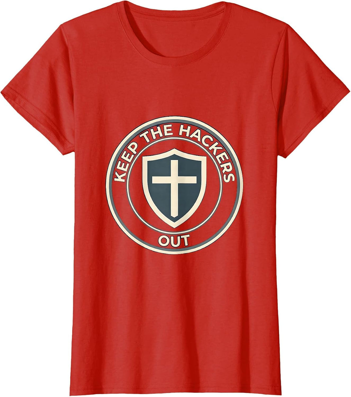 Women's Keep the Hackers Out Cybersecurity Design T-Shirt - Red