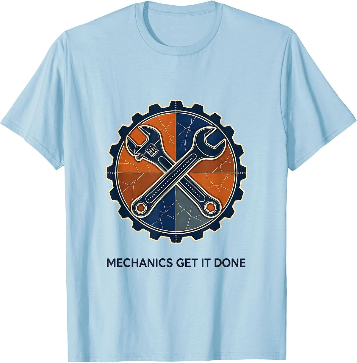 Men's Mechanics Get It Done Bold Mechanic Design T-Shirt - Baby Blue