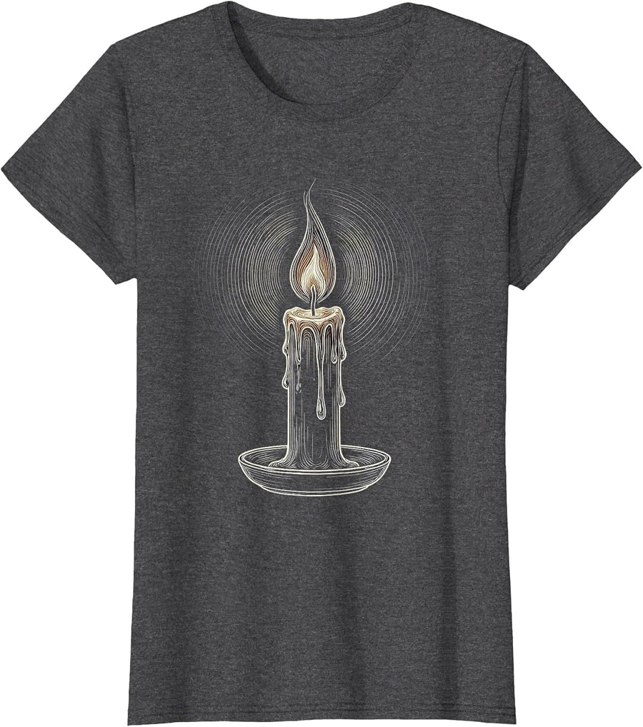 Women's Mental Health Matters Lone Candle Flame Design T-Shirt - Dark Heather Grey