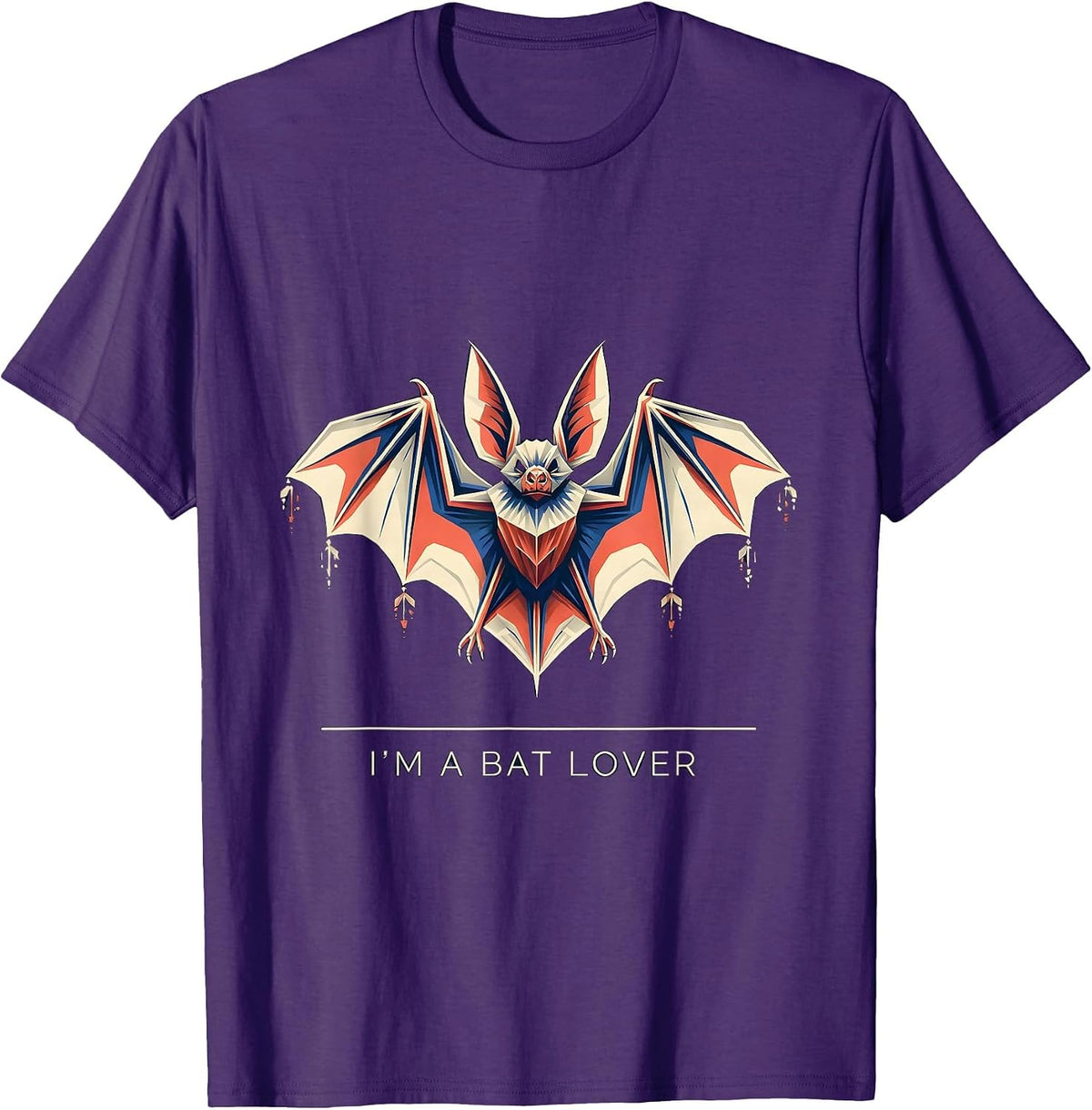 Men's I'm A Bat Lover Geometric Bat Wildlife Conservation T-Shirt - Purple