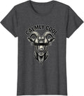 Women's Calmly Cool Line Art Goat with Sunglasses Novelty Humor T-Shirt - Dark Heather Grey