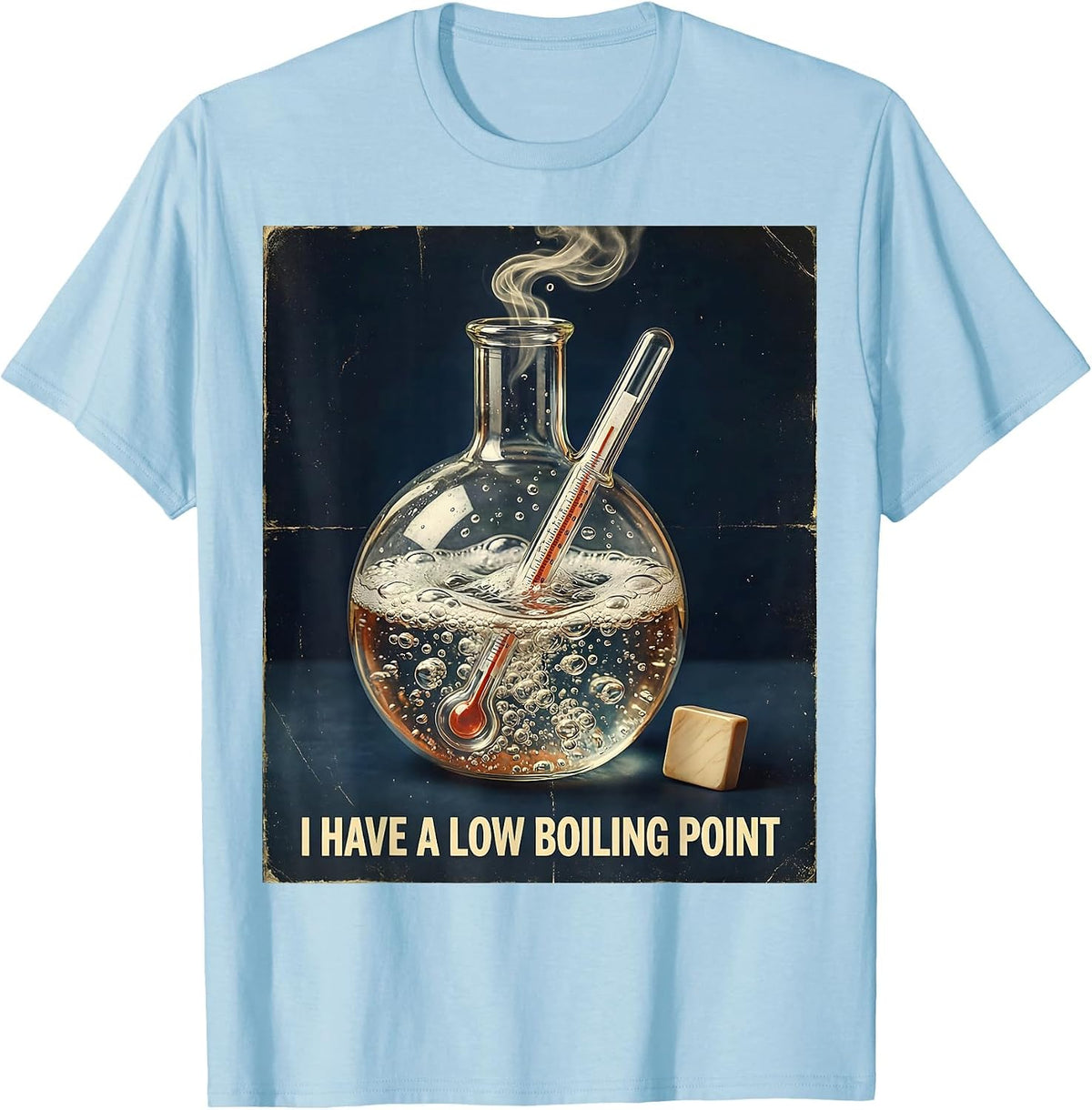 Men's I Have A Low Boiling Point Vintage Science Pun Chemistry T-Shirt - Baby Blue