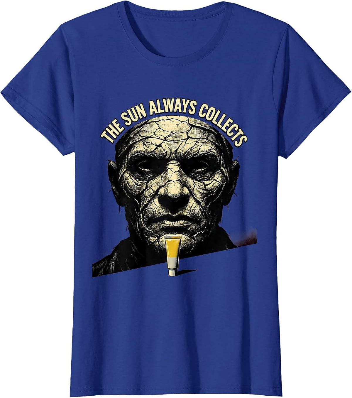 Women's The Sun Always Collects Pulp Cover Esthetician Skincare T-Shirt - Royal Blue