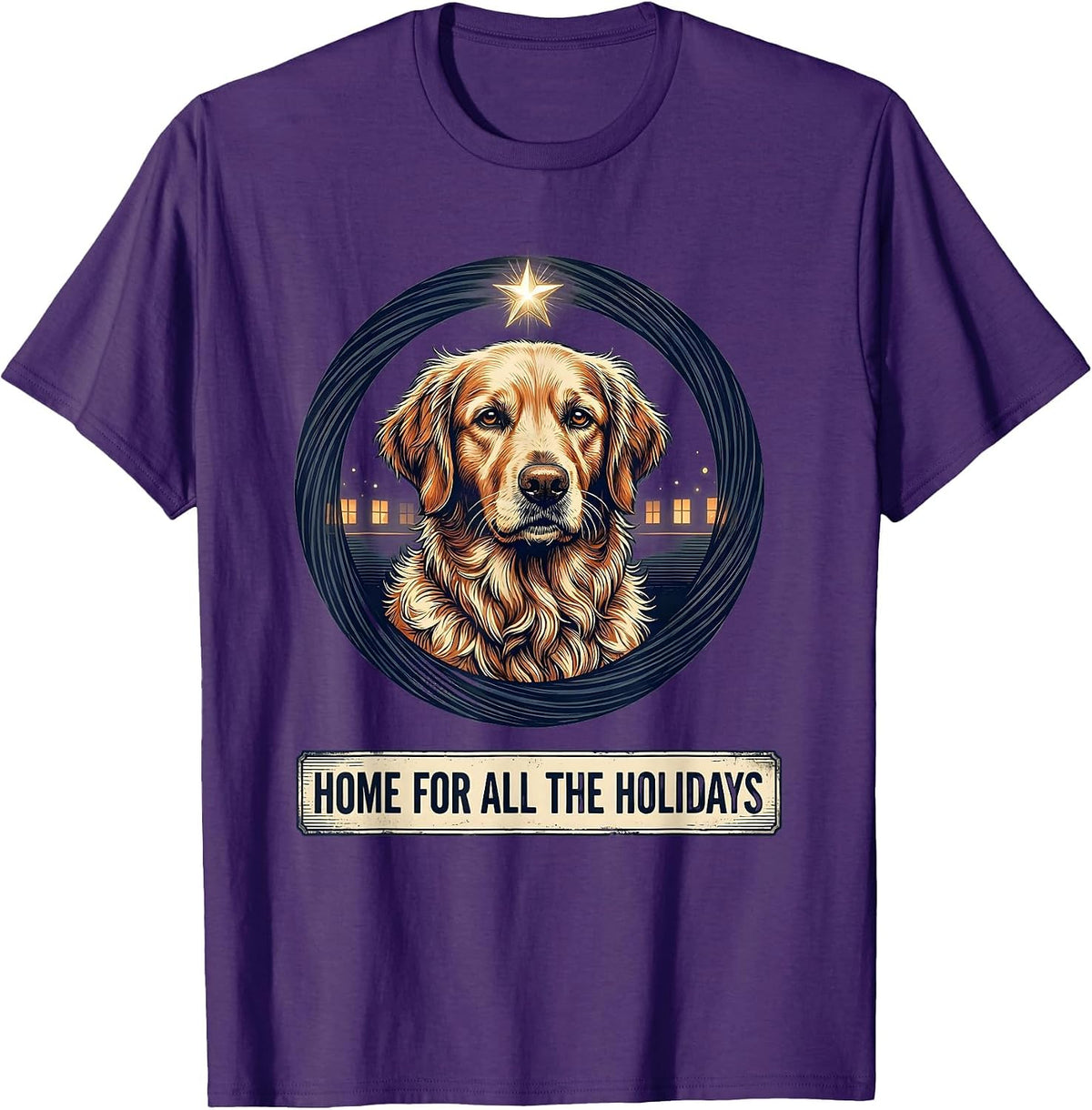 Home For All The Holidays Vintage Flat-Coated Retriever T-Shirt - Purple
