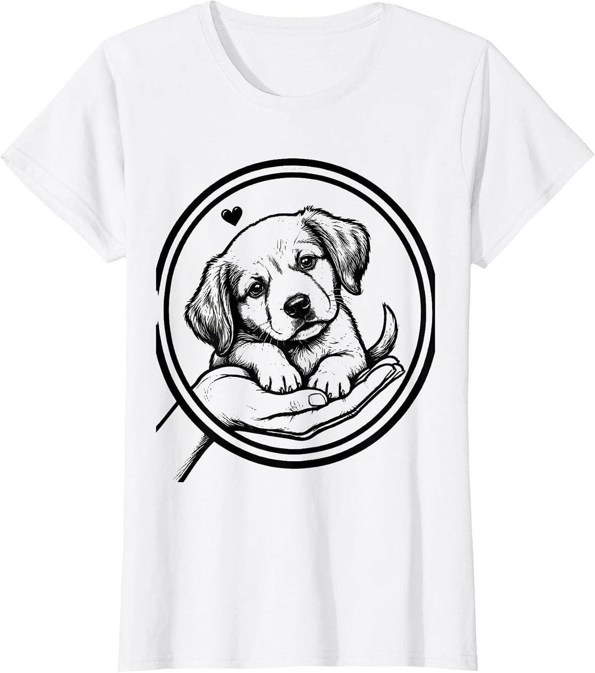 Women's Puppy Nuzzle Hand Cute Shiba Inu Dog Lover Gift T-Shirt - White