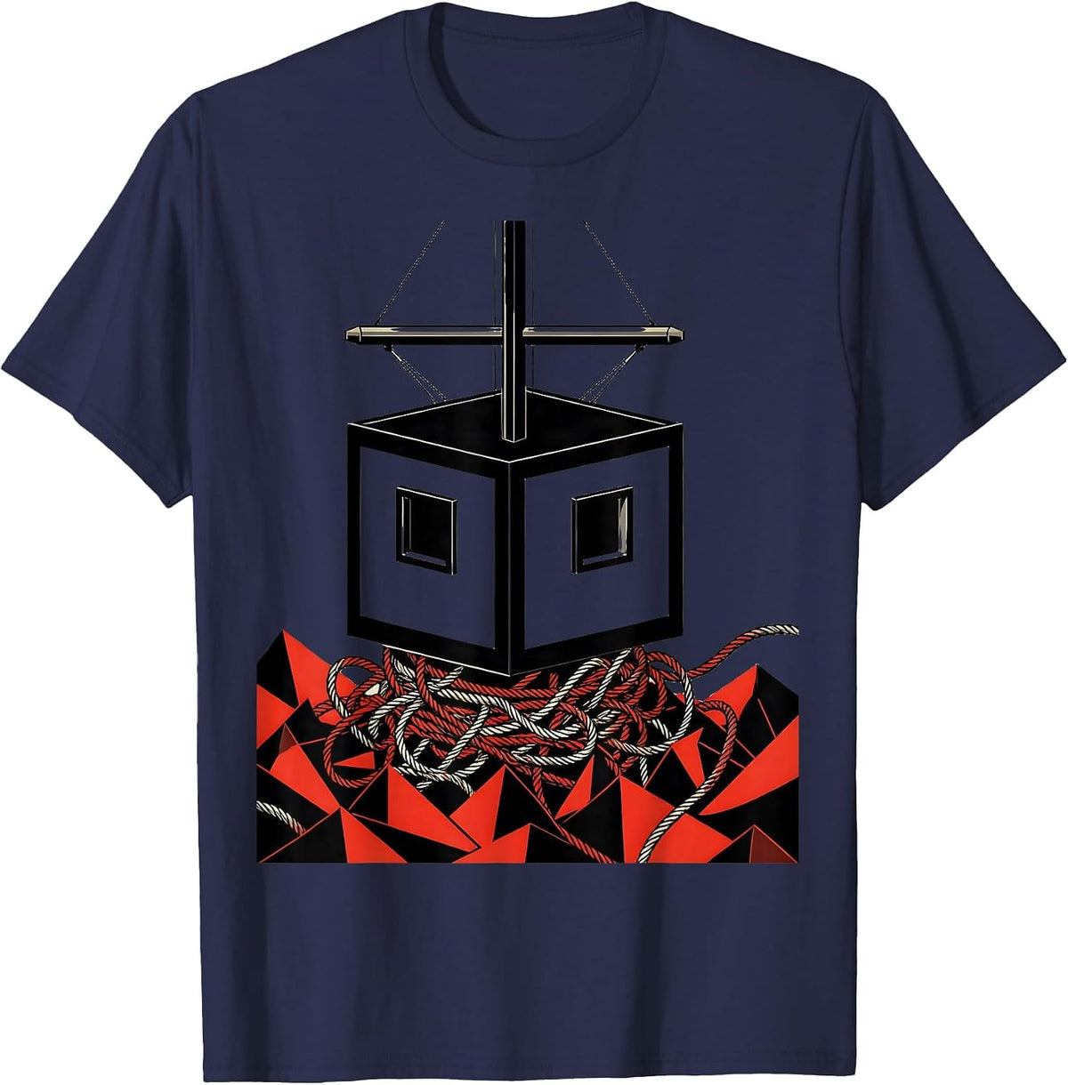 Men's Geometric Wheelhouse Nautical Captain Humor T-Shirt - Navy Blue