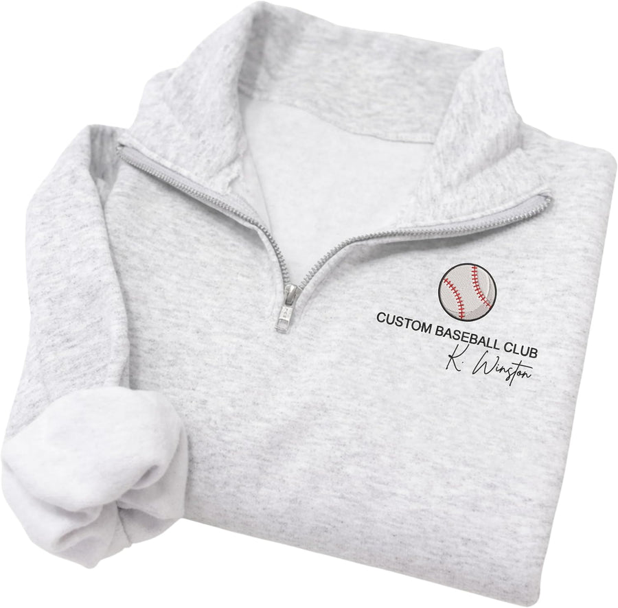 Chillever Custom Sports Embroidered Quarter Zip Sweatshirt, Personalized Sport Mom Sweater for Women, Coach Gift, Team Name