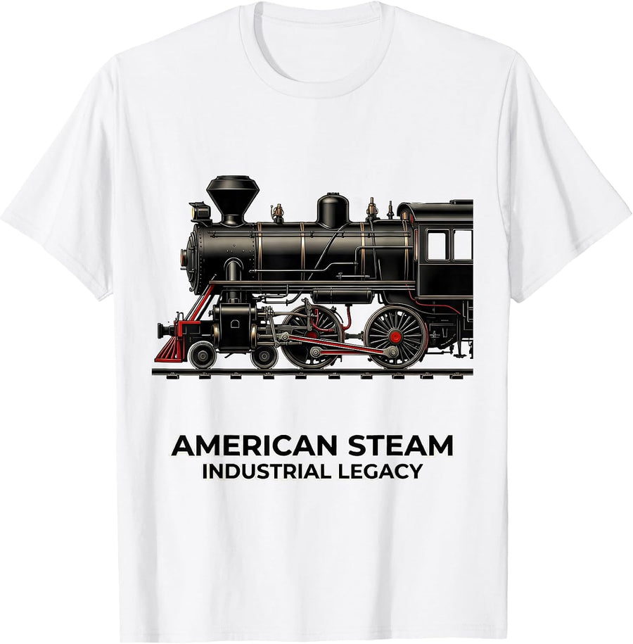 Men's American Steam Industrial Legacy Big Boy 4014 Train Engineer T-Shirt - White