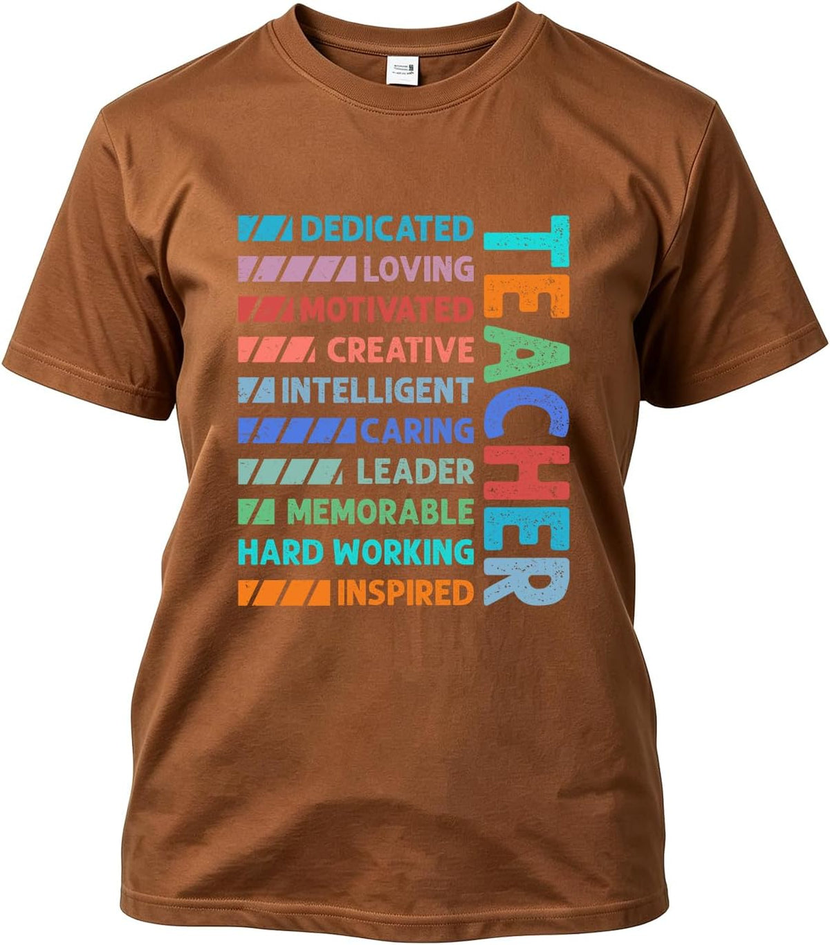 Teacher Positive Qualities Graphic Tee Unisex Teacher Appreciation Gift Top - Brown