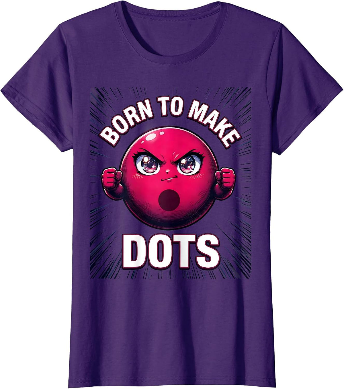 Women's Born to Make Dots Artistic Dot Design T-Shirt - Purple