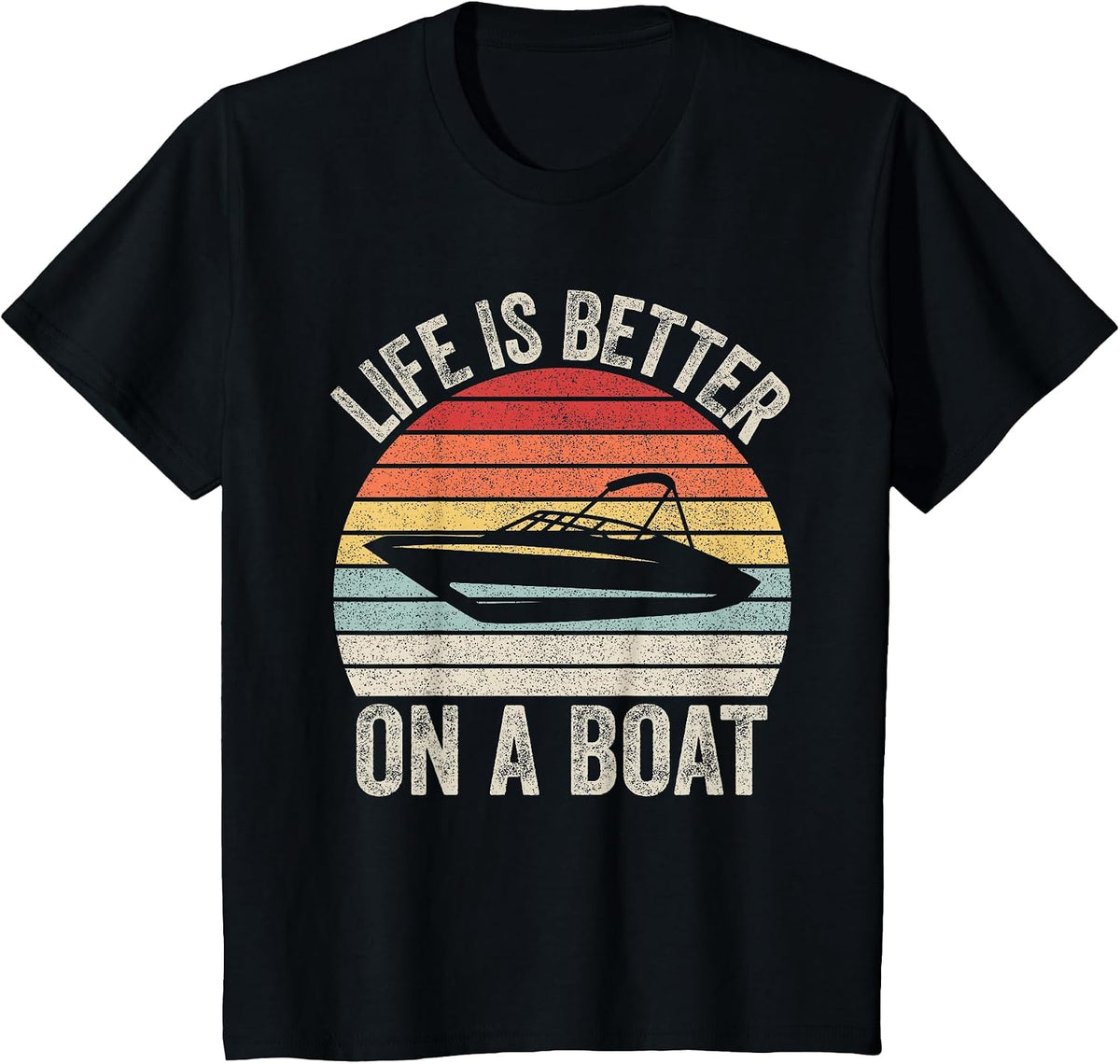Vintage Life is Better On A Boat Captain Boating Pontoon T-Shirt - Black