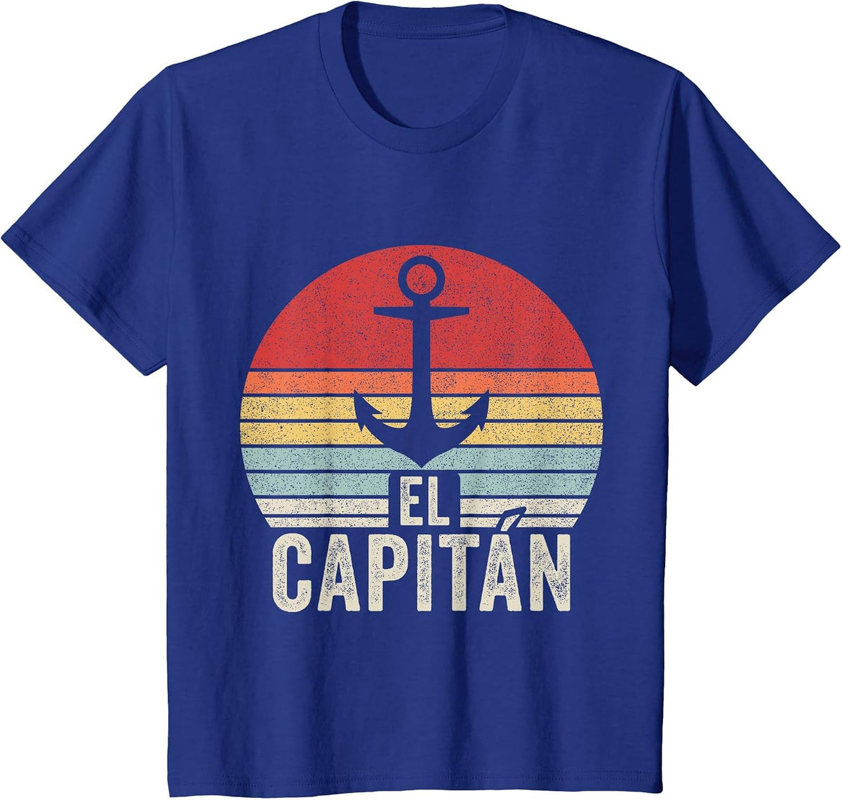 Vintage Retro El Capitan Captain Anchor Boat Sail T-Shirt - Royal Blue