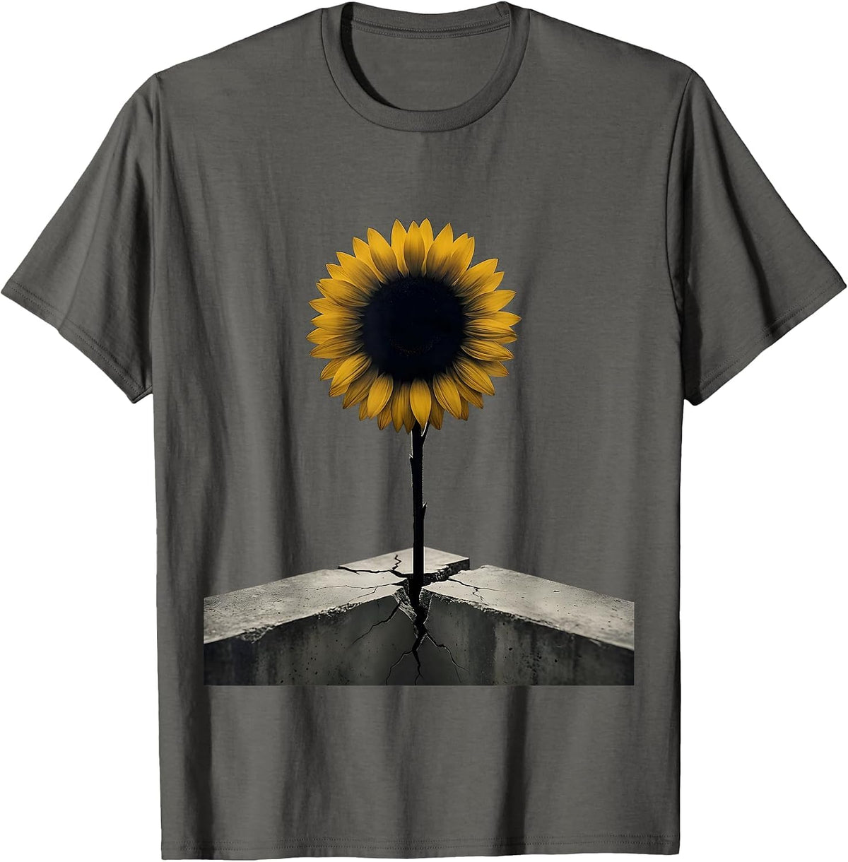 Men's Sunflower Through Concrete Mental Health Matters T-Shirt - Asphalt Grey