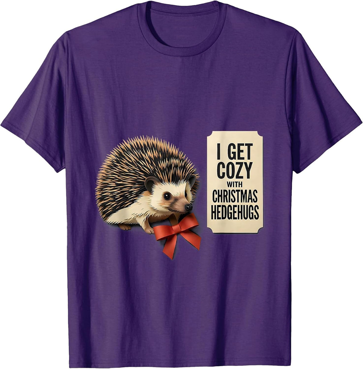 Men's I Get Cozy With Christmas Hedgehugs Cute Hedgehog Animal T-Shirt - Purple