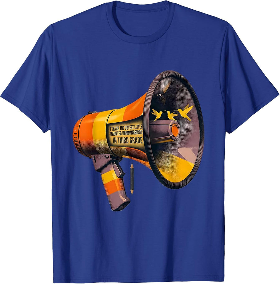 I Teach The Cutest Little Haunted Hummingbirds Third Grade T-Shirt - Royal Blue