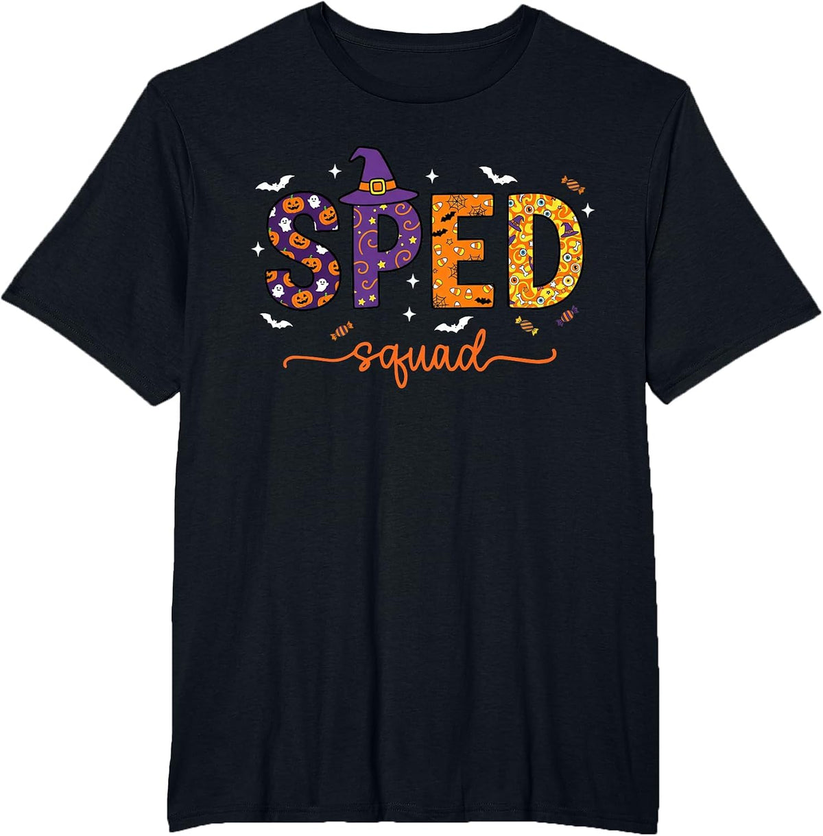 Sped Squad Team Special Education Teacher Halloween T-Shirt - Black
