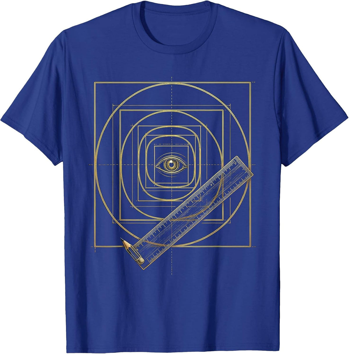 Men's Golden Rectangle Spiral Math Lover Sacred Geometry T-Shirt - Royal Blue