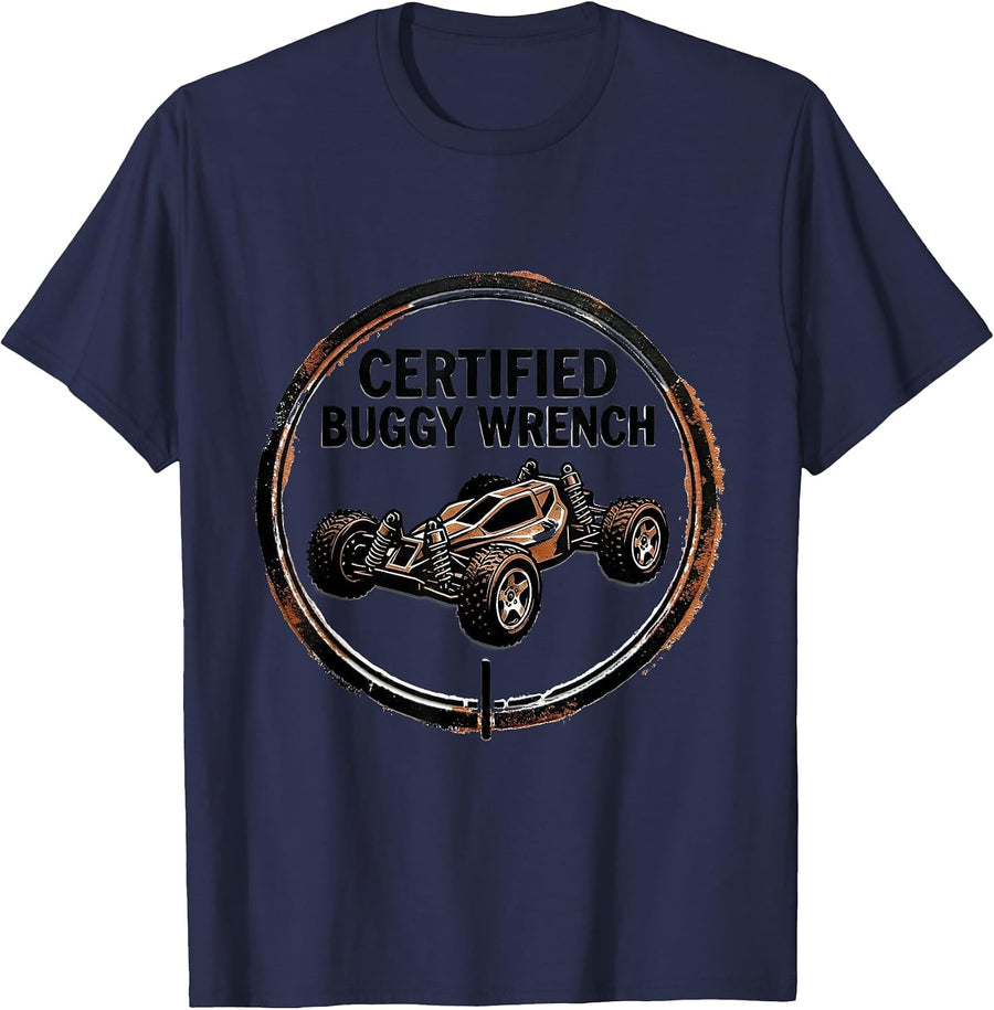 Certified Buggy Wrench Rubber Stamp RC Racing Enthusiast T-Shirt - Navy Blue
