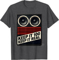 Men's Keep It 100 Keep It Real Vintage DJ Speaker Old School Hip T-Shirt - Dark Heather Grey