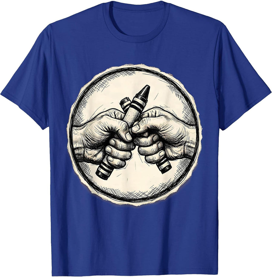 Adult Hands Fighting Over Last Red Crayon T-Shirt - Royal Blue