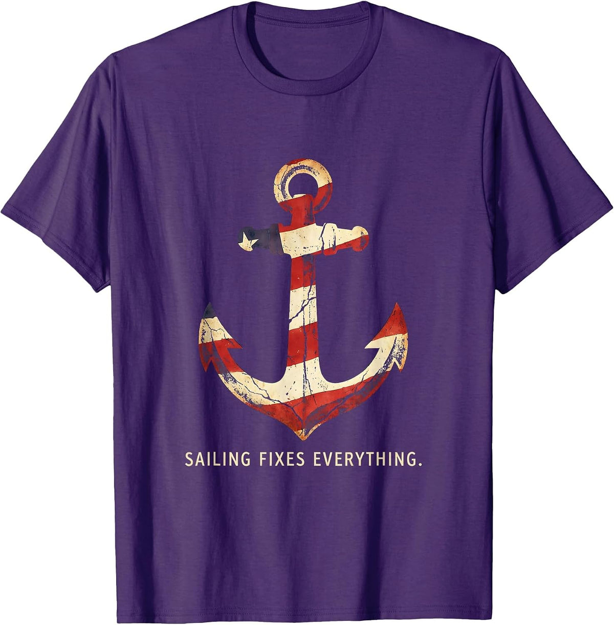 Sailing Fixes Everything Nautical Design T-Shirt - Purple