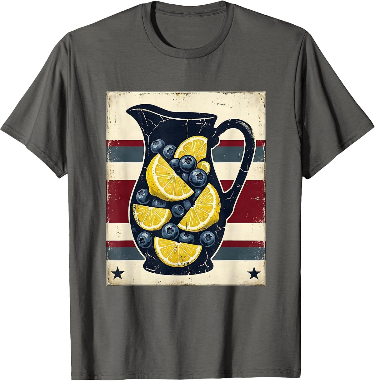 Men's Red White and Blueberry Lemonade Pitcher Graphic T-Shirt - Asphalt Grey