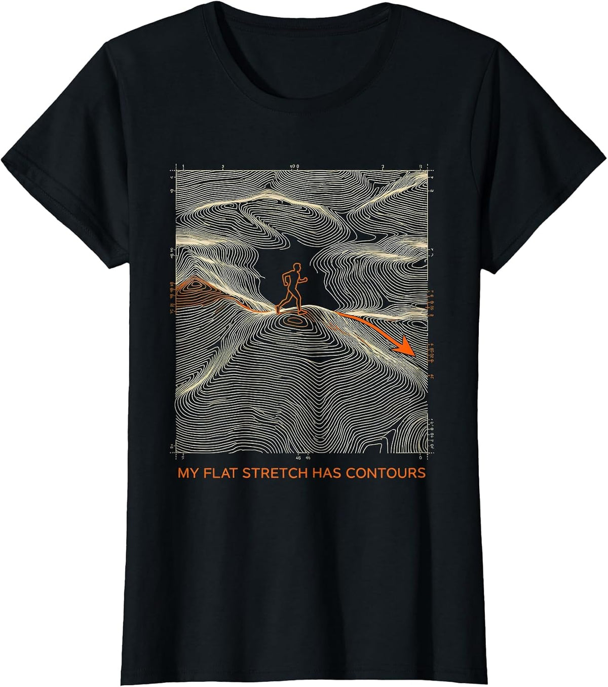 MY FLAT STRETCH HAS CONTOURS Funny Cross Country Runner Gift T-Shirt - Black